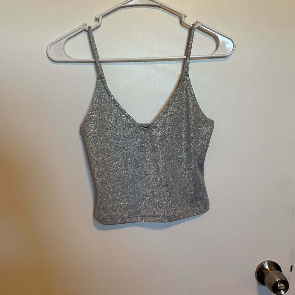 Silver crop tank top